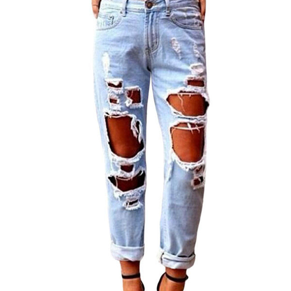 Womens Destroyed Ripped Jeans
