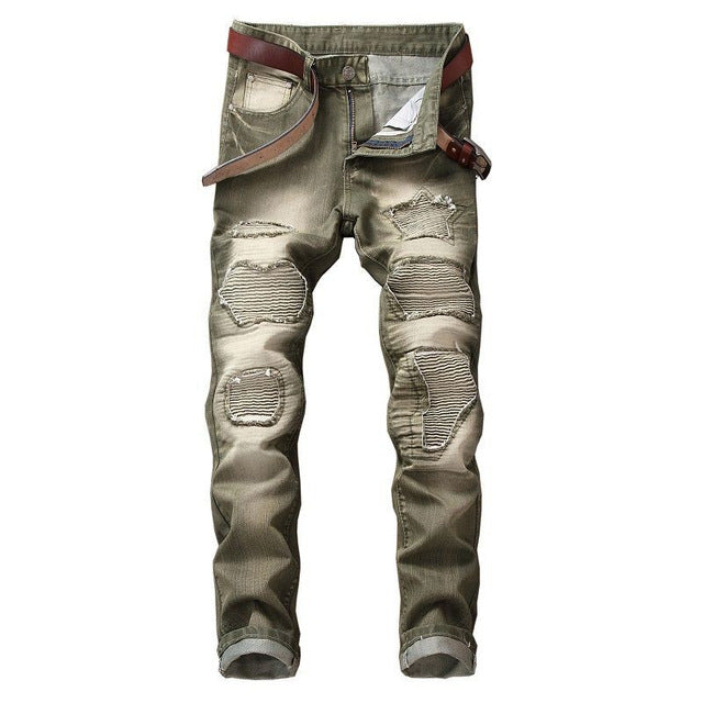 MORUANCLE Distressed Ripped Biker Jeans