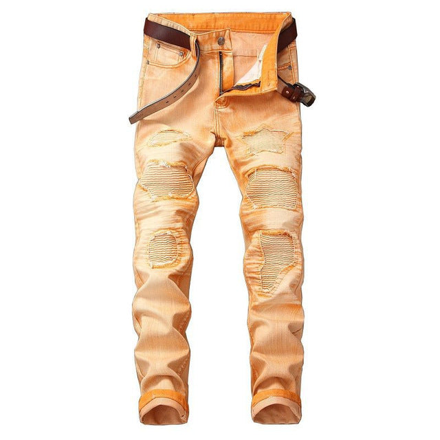 MORUANCLE Distressed Ripped Biker Jeans